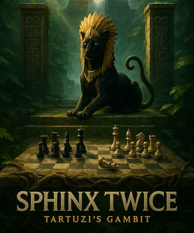 Sphinx and heroes in ruins